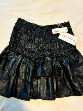 Glam Sparrow Faux Black Leather Stretchy Skirt - NWT!!